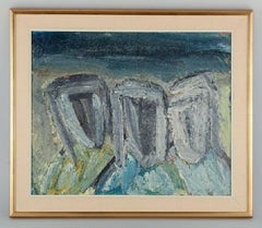 Unknown Danish Painter, Oil on Canvas, "Three Wise Men", Abstract Composition