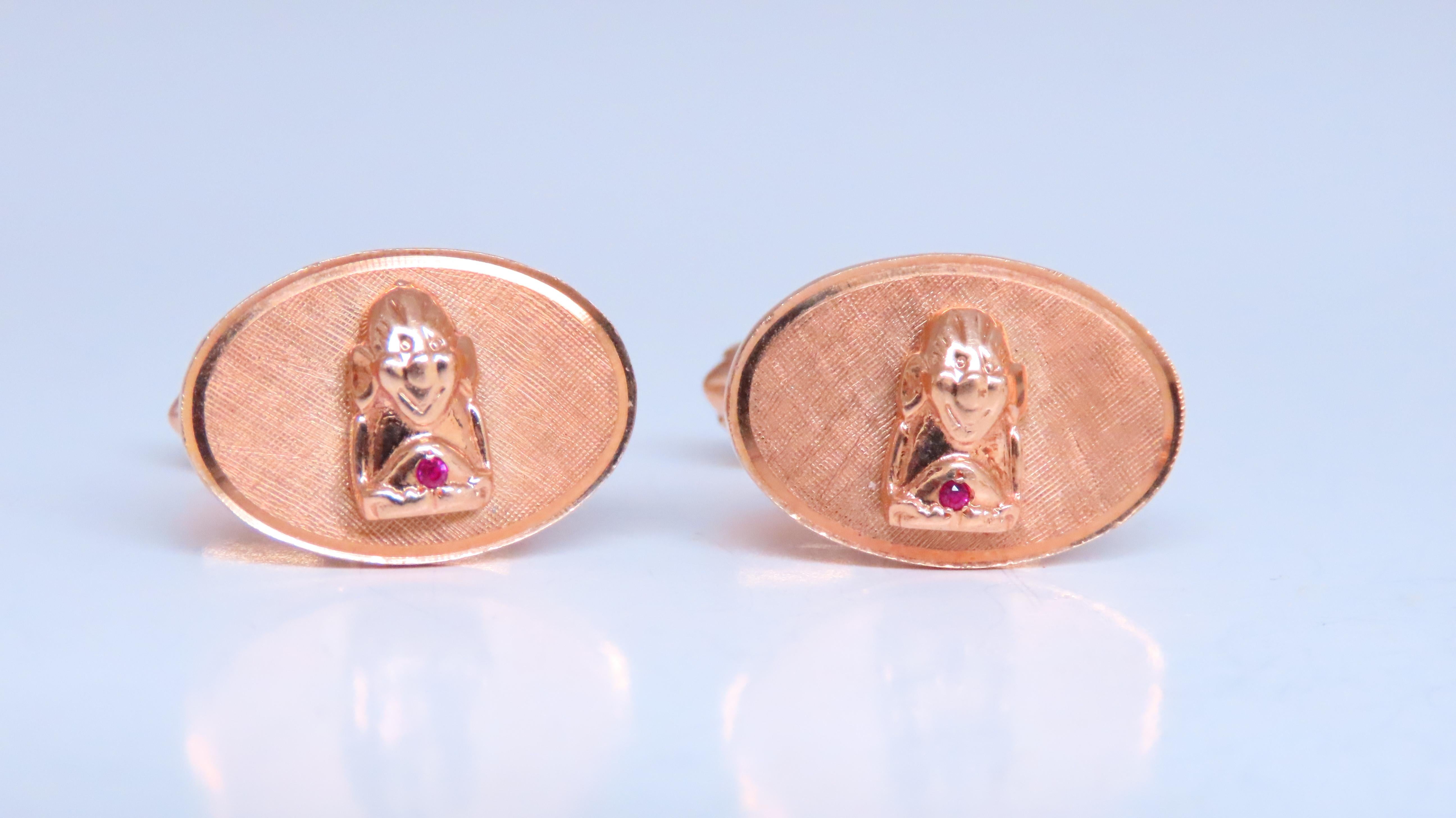 Unknown Design Cufflinks or Stud Set 14 Karat Gold Heavy For Sale 2