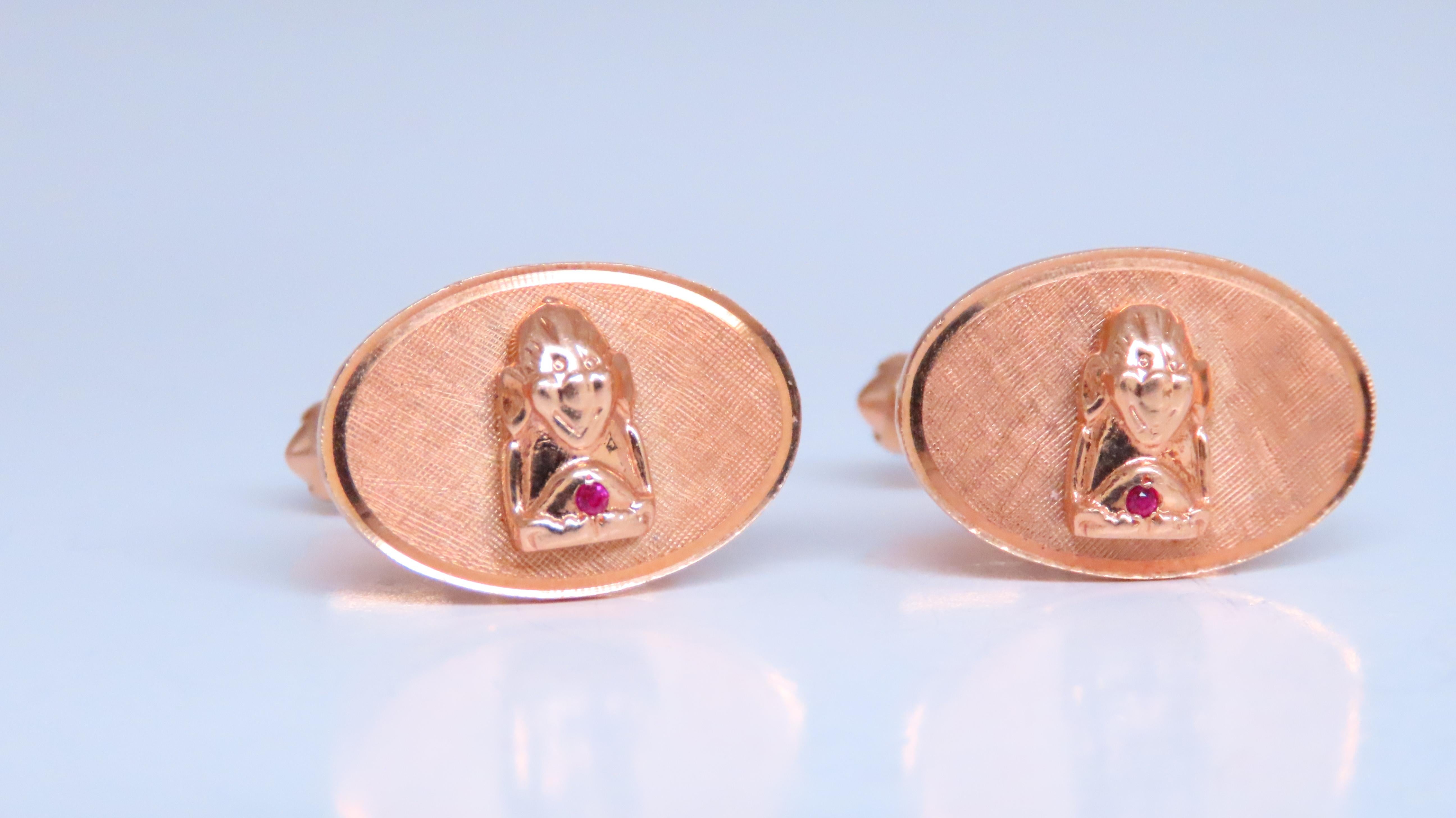 Unknown Design Cufflinks or Stud Set 14 Karat Gold Heavy For Sale 4