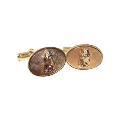 Unknown Design Cufflinks or Stud Set 14 Karat Gold Heavy