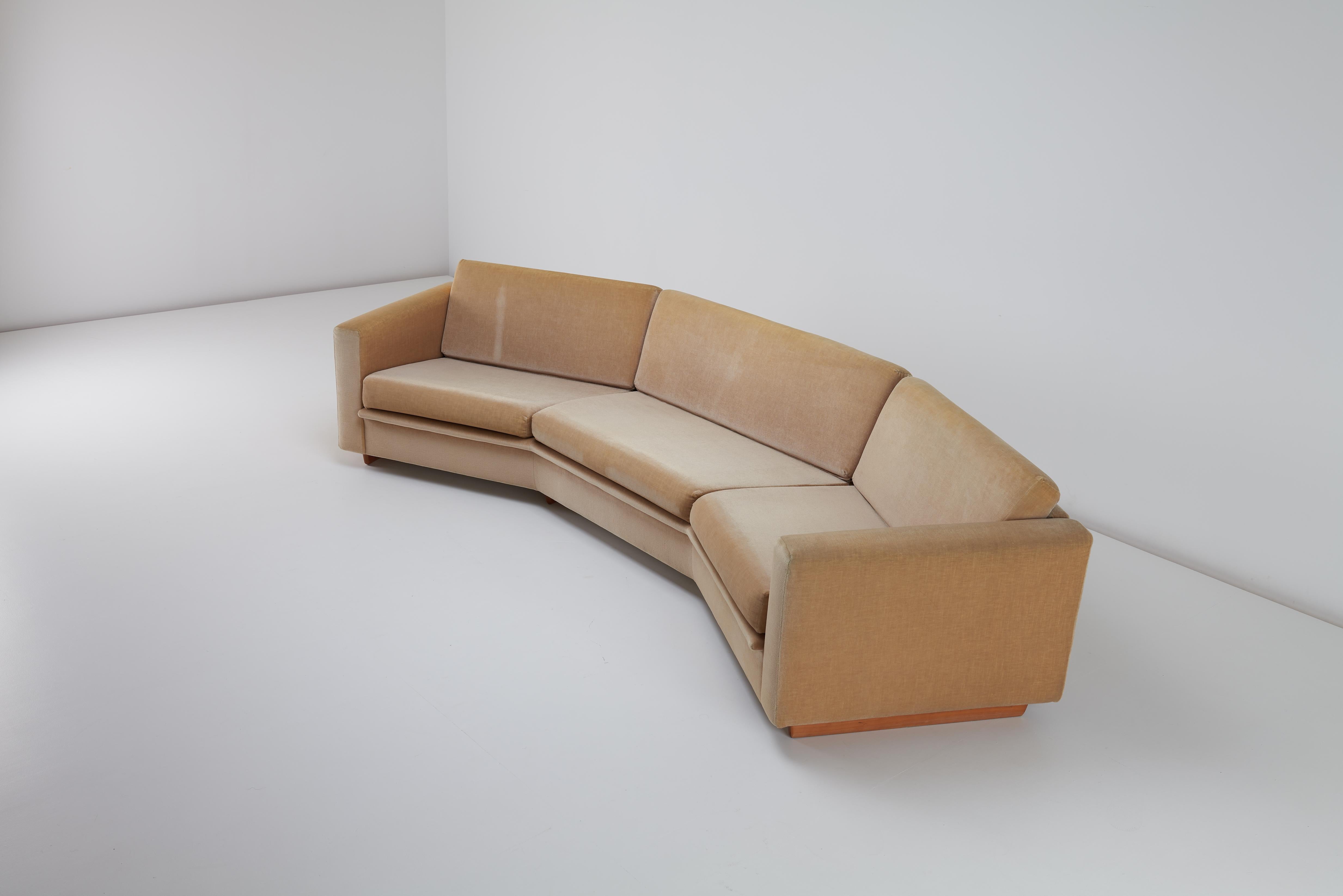 Velvet upholstery on wooden ash legs. 

Sourced from Italy. Would benefit from new upholstery but otherwise in clean and presentable condition.

Local, National and International delivery options available.

We will always try and find the best