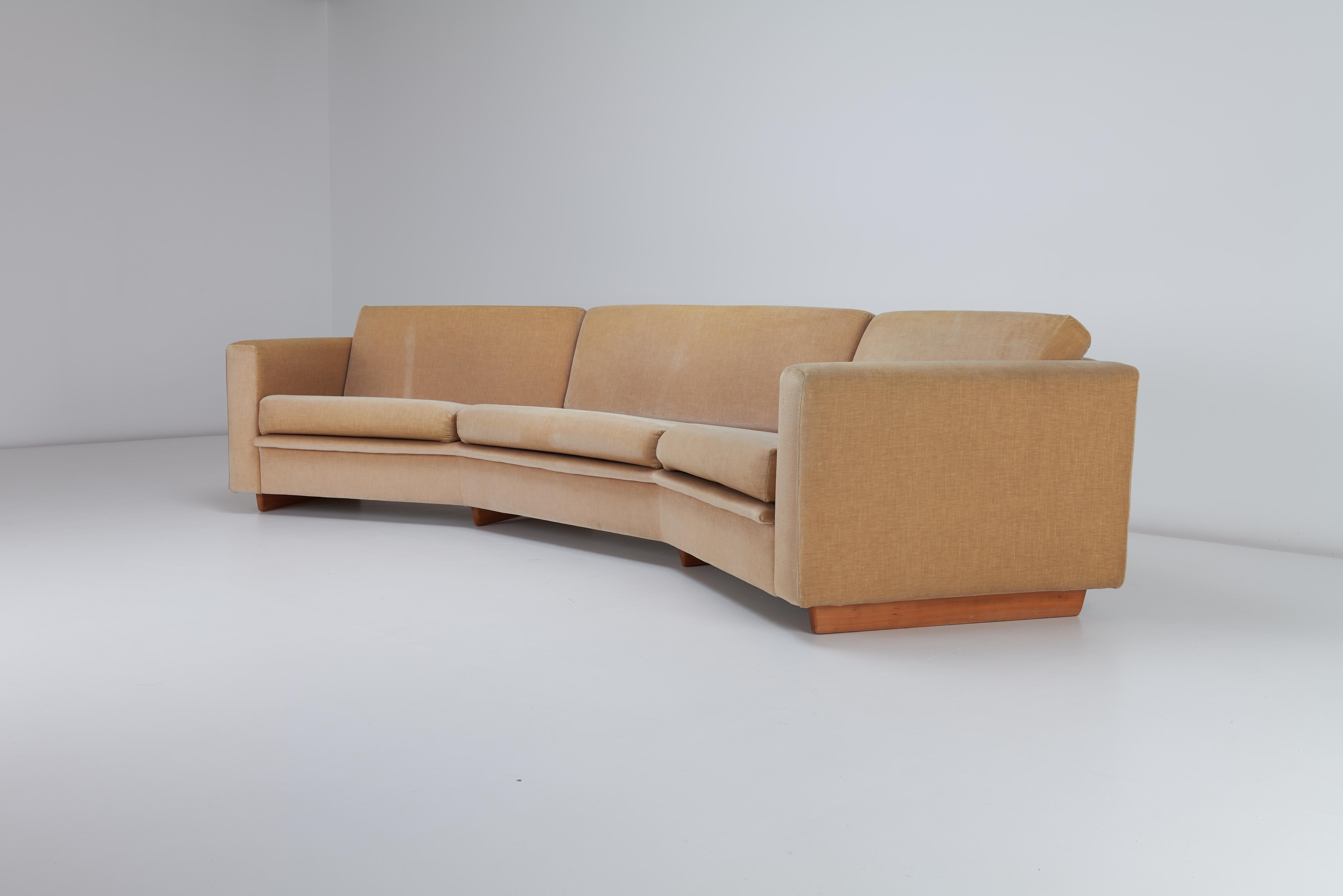 20th Century Italian Large Octagonal Velvet Sofa, c1970s For Sale