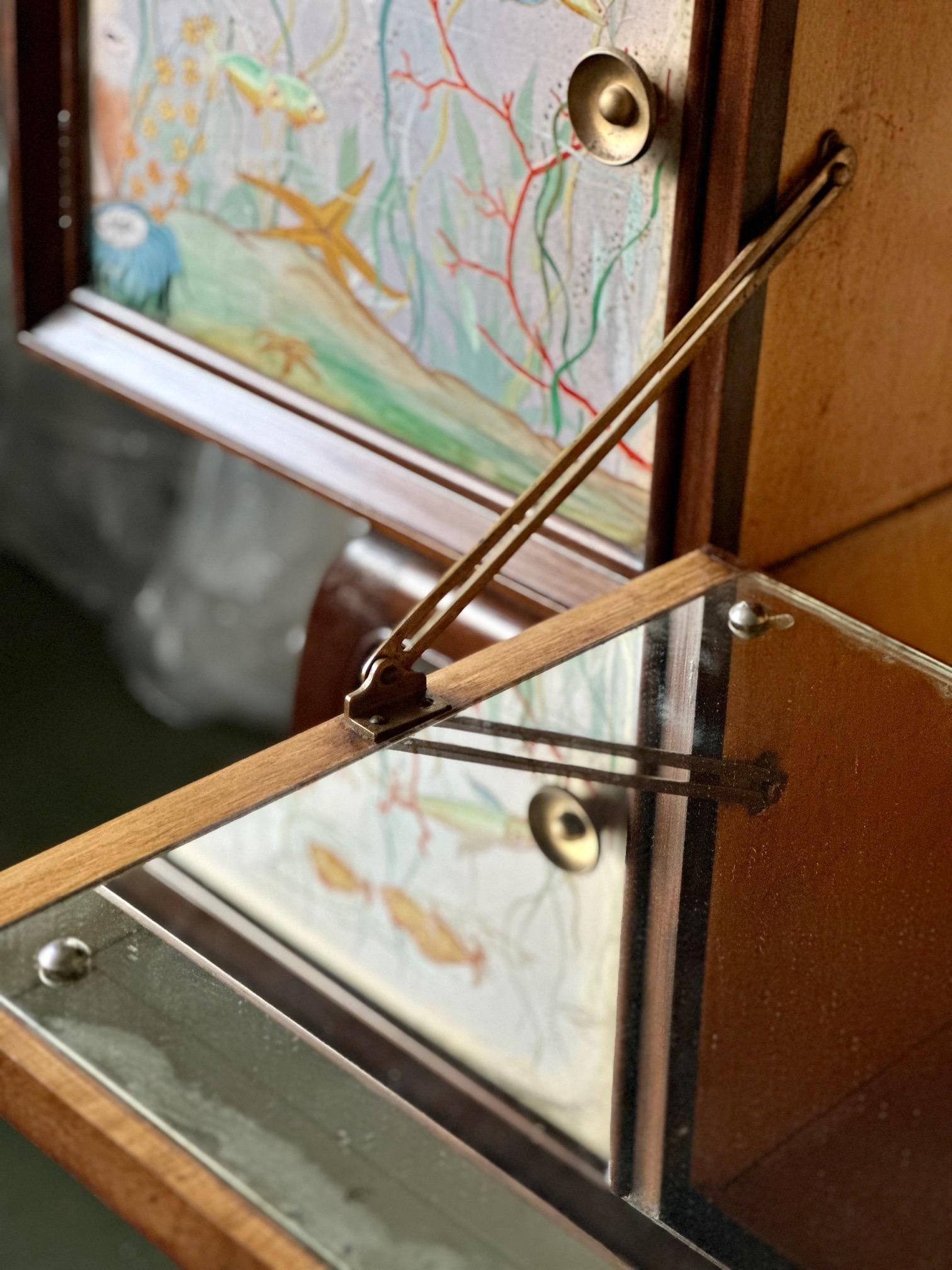 Unknown Designer. Mid-Century Modern Sideboard in Wood with Underwater Motif For Sale 4