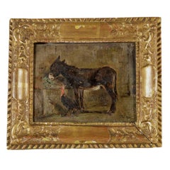 Donkey and Turkey Scene Attributable to Giuseppe Palizzi 19th Century
