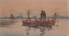 Gondolier on the Venetian Lagoon; and Fisher foke before Venice at dusk (2)