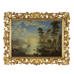 Marine Landscape with Tower Oil on Canvas Early 18th Century