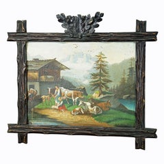 Unknown, Folksy Scenery with Cattles, Goats and Farmer's Wifes, Ca. 1900s