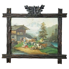 Unknown, Folksy Scenery with Cattles, Goats and Farmer's Wifes, Ca. 1900s