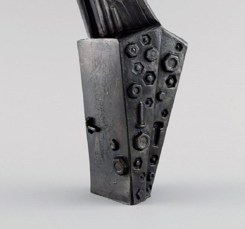Unknown French artist. Brutalistic unique sculpture in dark steel. Late 20th C. For Sale 1