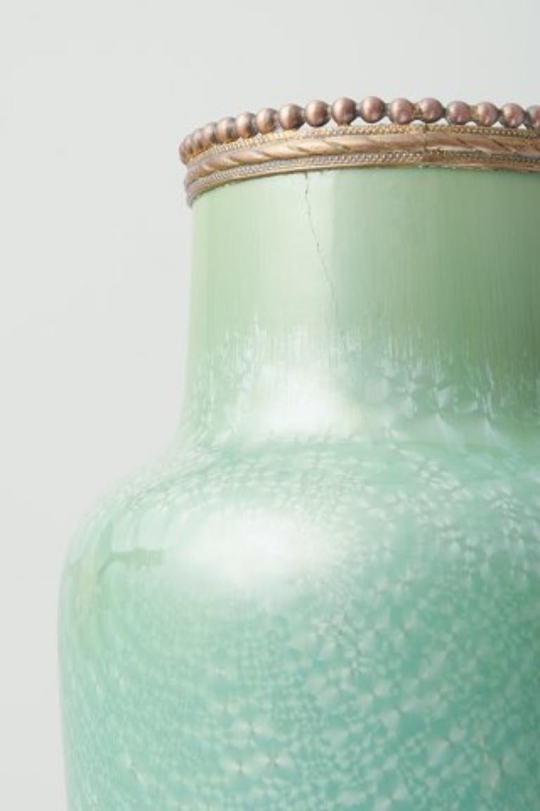Unknown French ceramicist. Vase of stoneware. Crystal glaze in green tones. in vendita 1