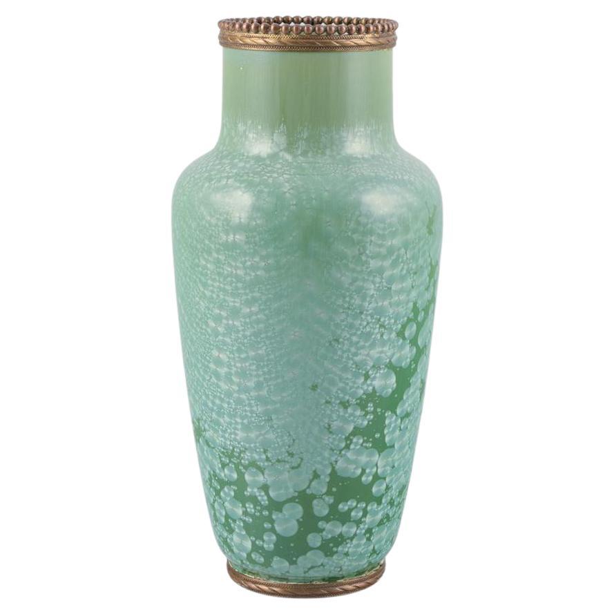Unknown French ceramicist. Vase of stoneware. Crystal glaze in green tones.