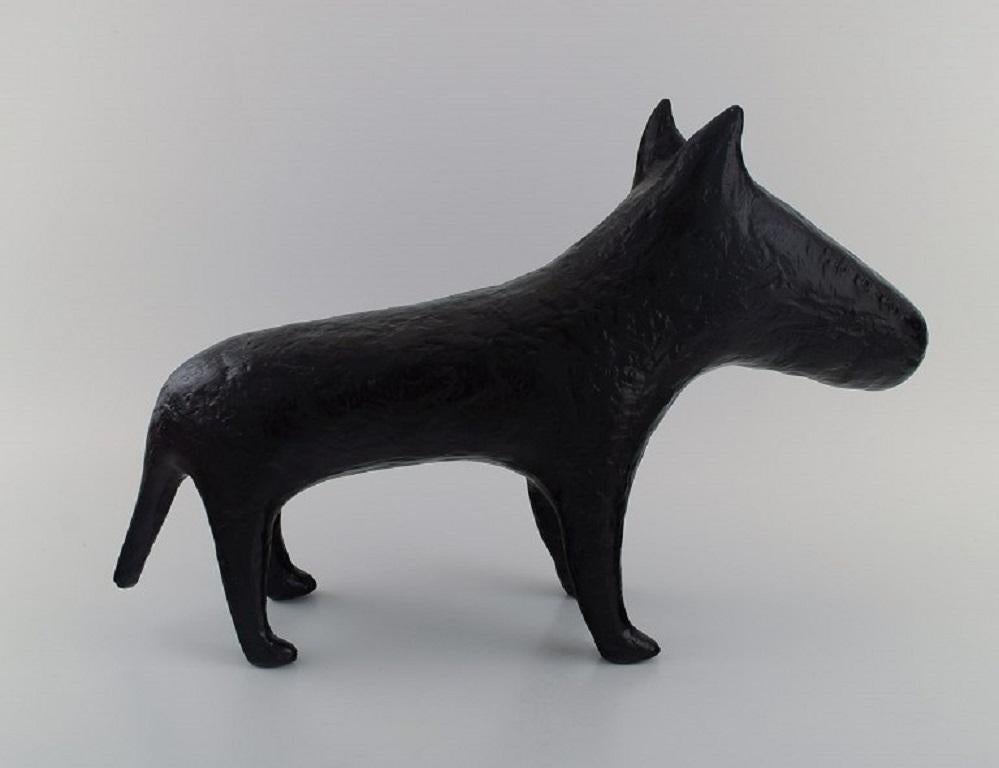 Glazed Unknown French Designer, Large Sculpture in Stoneware, English Bull Terrier For Sale