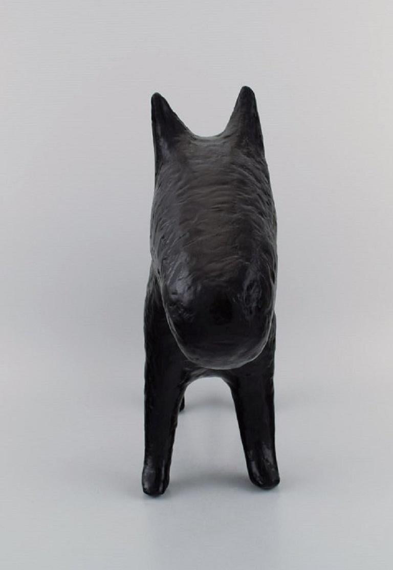 20th Century Unknown French Designer, Large Sculpture in Stoneware, English Bull Terrier For Sale