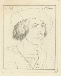 Unknown Gentleman after Hans Holbein, Original Antique Engraving, circa 1800