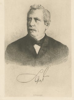 Unknown German Statesman, Antique Engraved Portrait, circa 1880