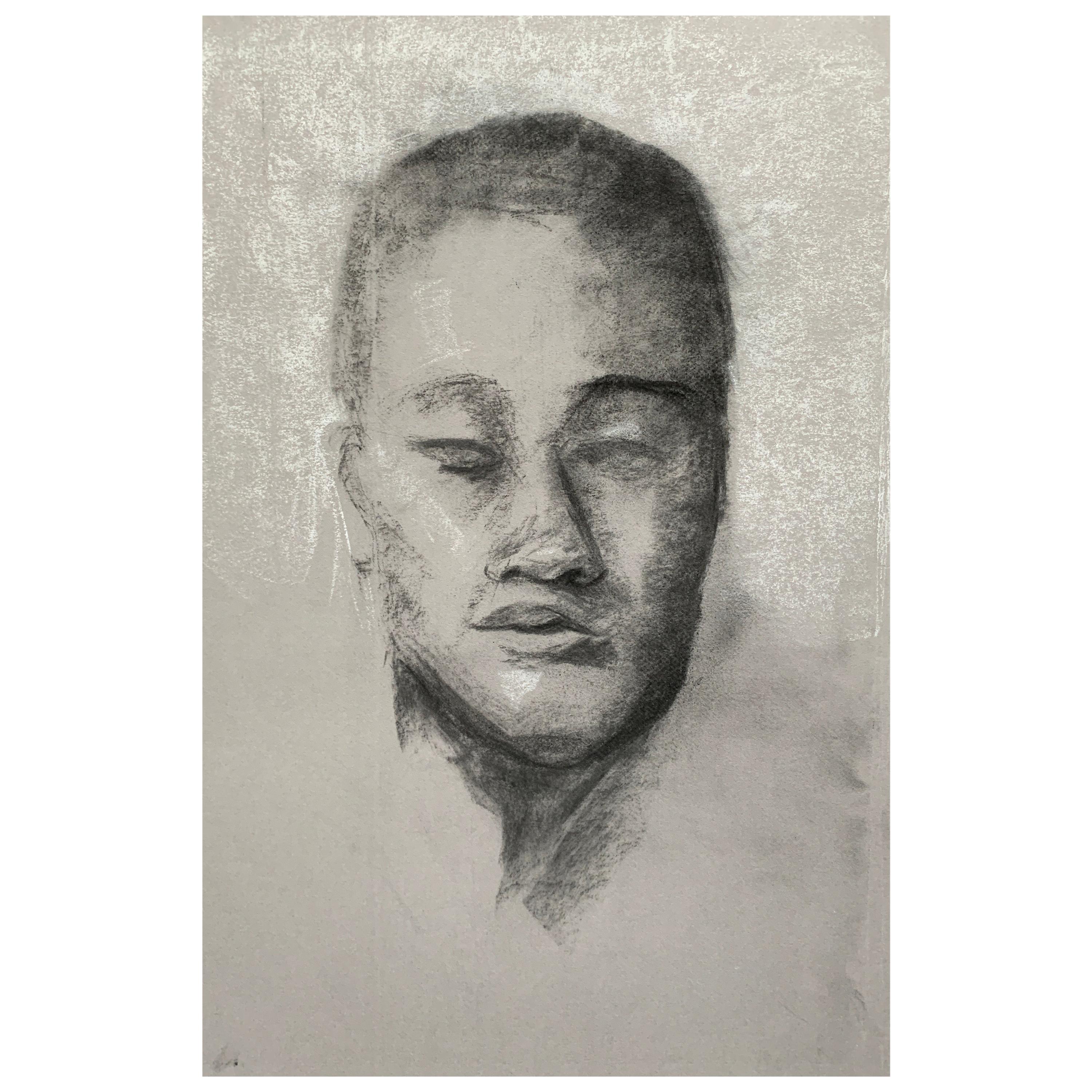 'Unknown Male' Charcoal on Paper by Tania Cruz, 2017 For Sale