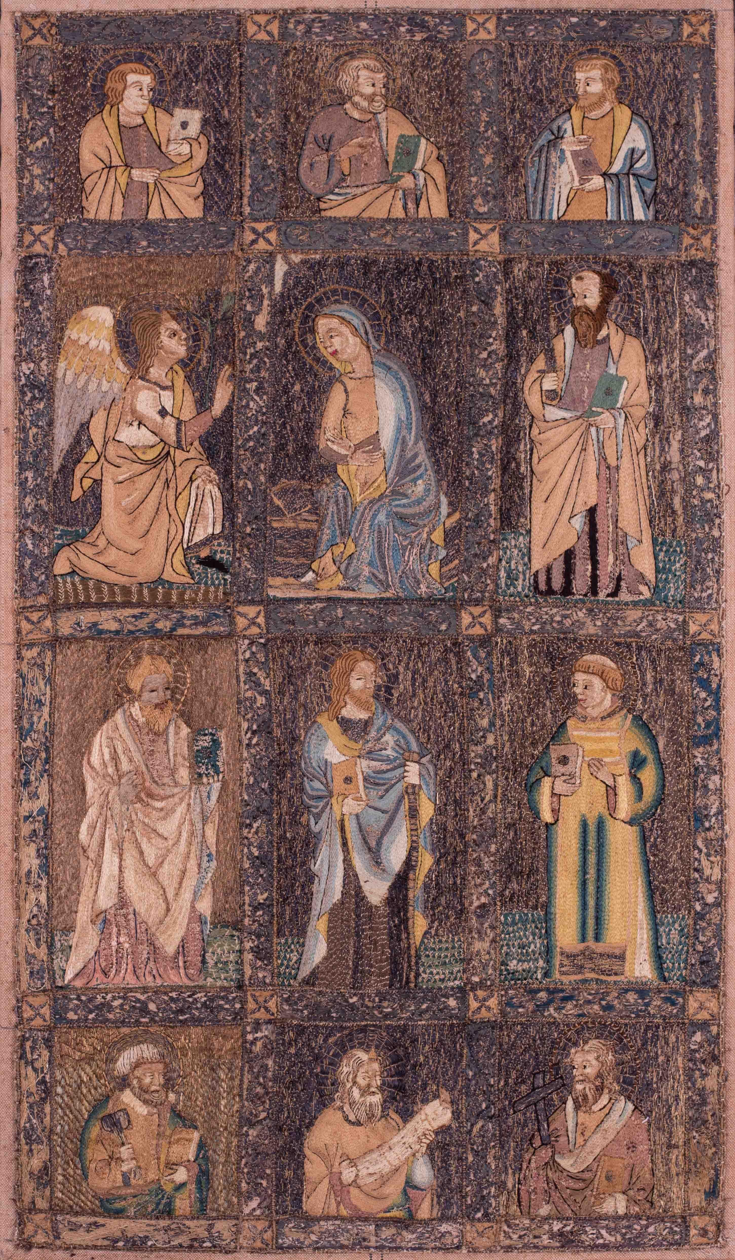 A Florentine Renaissance embroidered panel for a dalmatic garment, circa 1440-14 - Mixed Media Art by Unknown