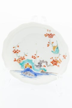 17th Century Japanese Saucer, Kakiemon Ceramics, River and Plum Blossom, Antique