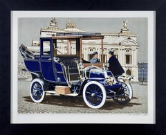 En 1904 - Illustration ancienne de la série estampillée automobile ancienne Renault
