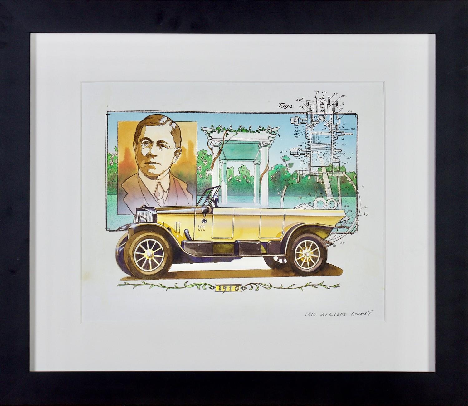 Mercedes Knight - Illustration ancienne de la série estampillée automobile ancienne, 1910