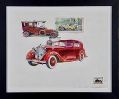 1937 Rolls Royce - Antique Automotive Stamp Series Illustration