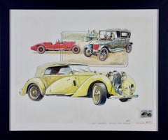 Coche de época Lagonda de 1939 - Ilustración de la serie de sellos de automóviles antiguos
