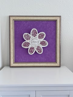 3D wall art, mosaic flower, mixed media artwork, inspirational decor, purple art