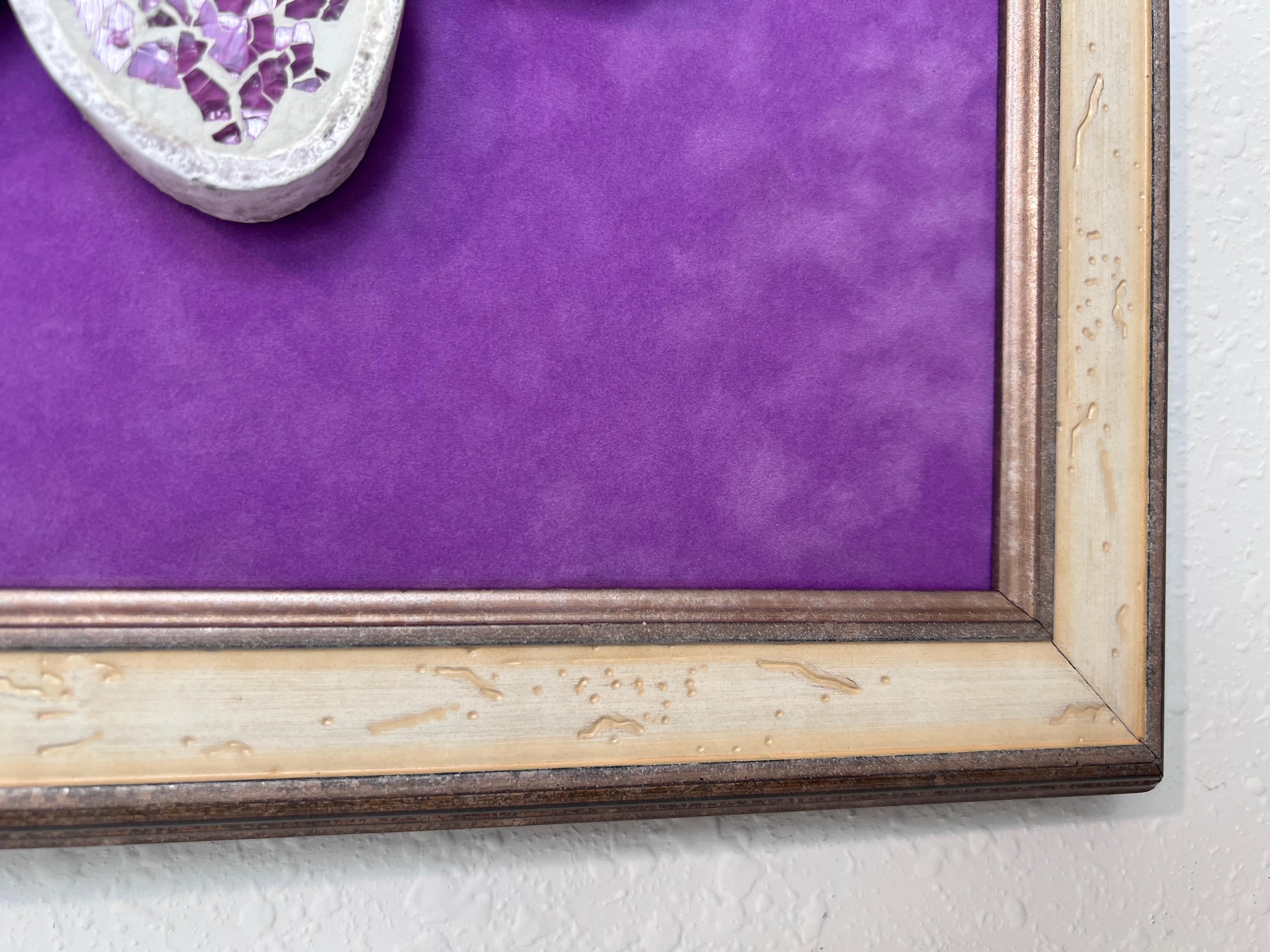 Art mural 3D, fleur en mosaïque, œuvre d'art mixte, décor inspiré, art violet en vente 2