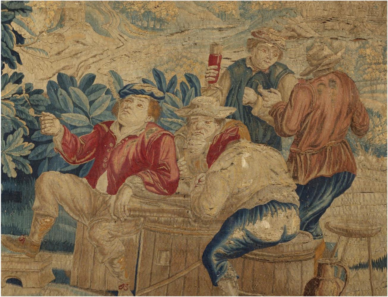 A French 18th century Tapestry in woven silk and wool - Flemish School Mixed Media Art by Unknown