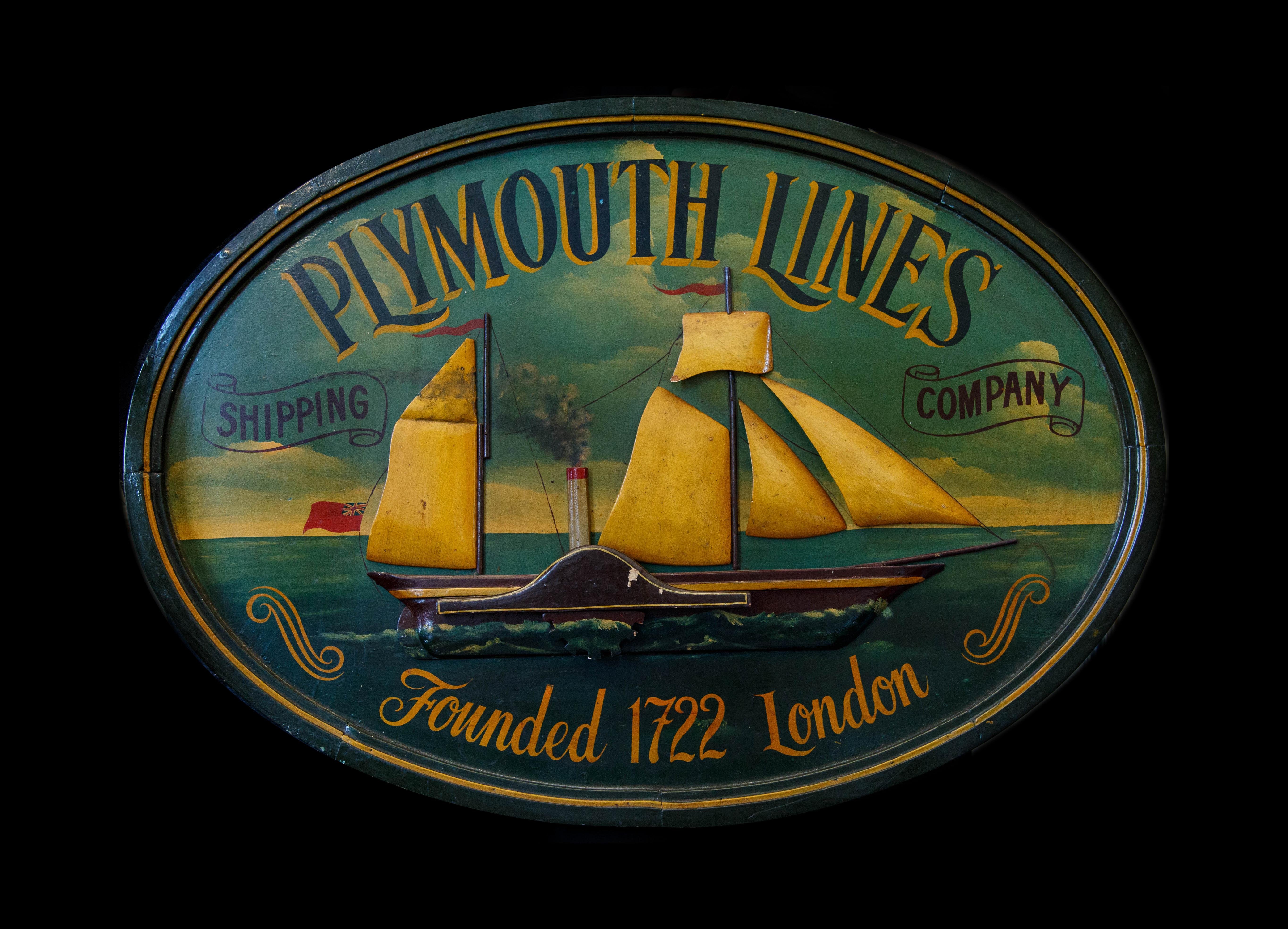 A Plymouth lines shipping sign, second half of the 20th Century - Mixed Media Art by Unknown