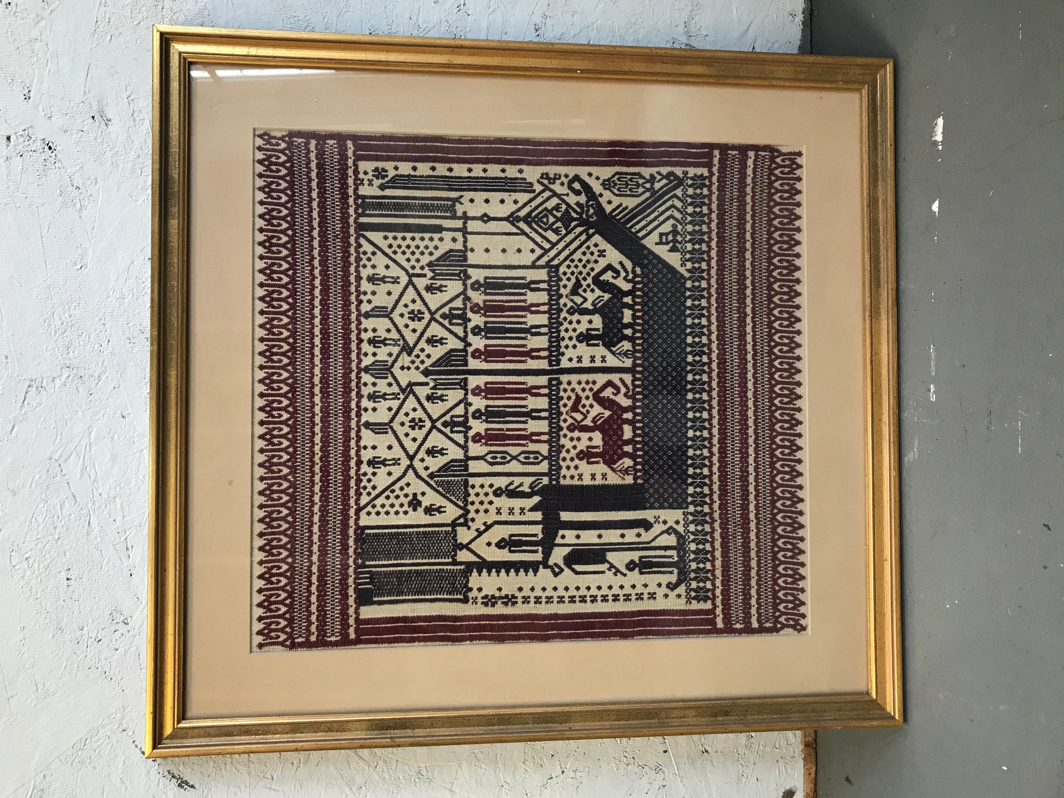 ancient ekat embroidery and tapestry - Tribal Mixed Media Art by Unknown