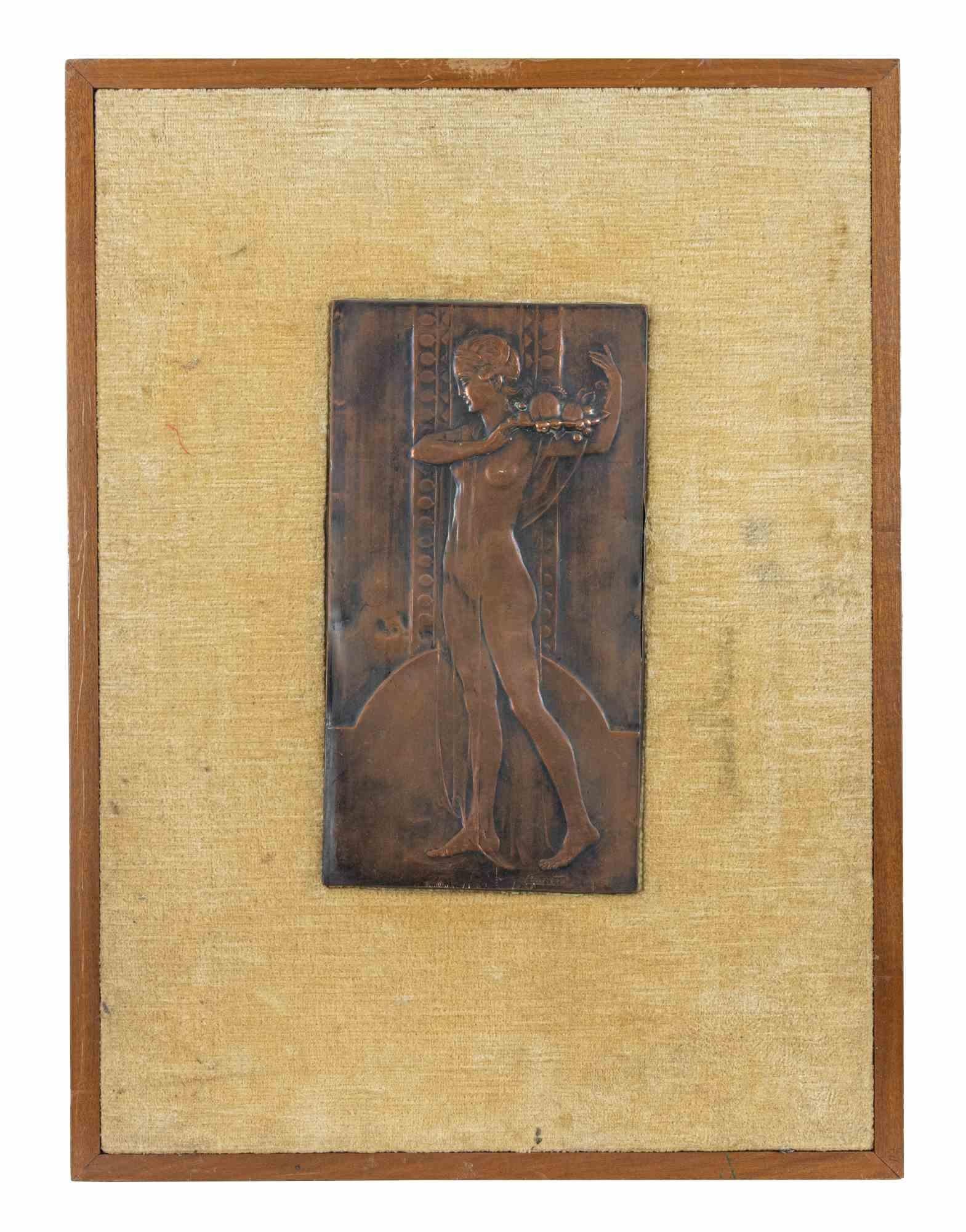Ancient Woman - Copper Plate Engraved - Early 20th Century - Mixed Media Art by Unknown