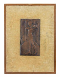 Antike Frau – Kupferteller mit Gravur – frühes 20. Jahrhundert