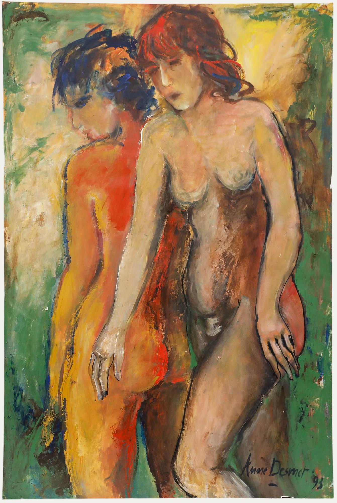 Anne Desmet RA (b.1964) - 20th Century Mixed Media, Two Young Ladies