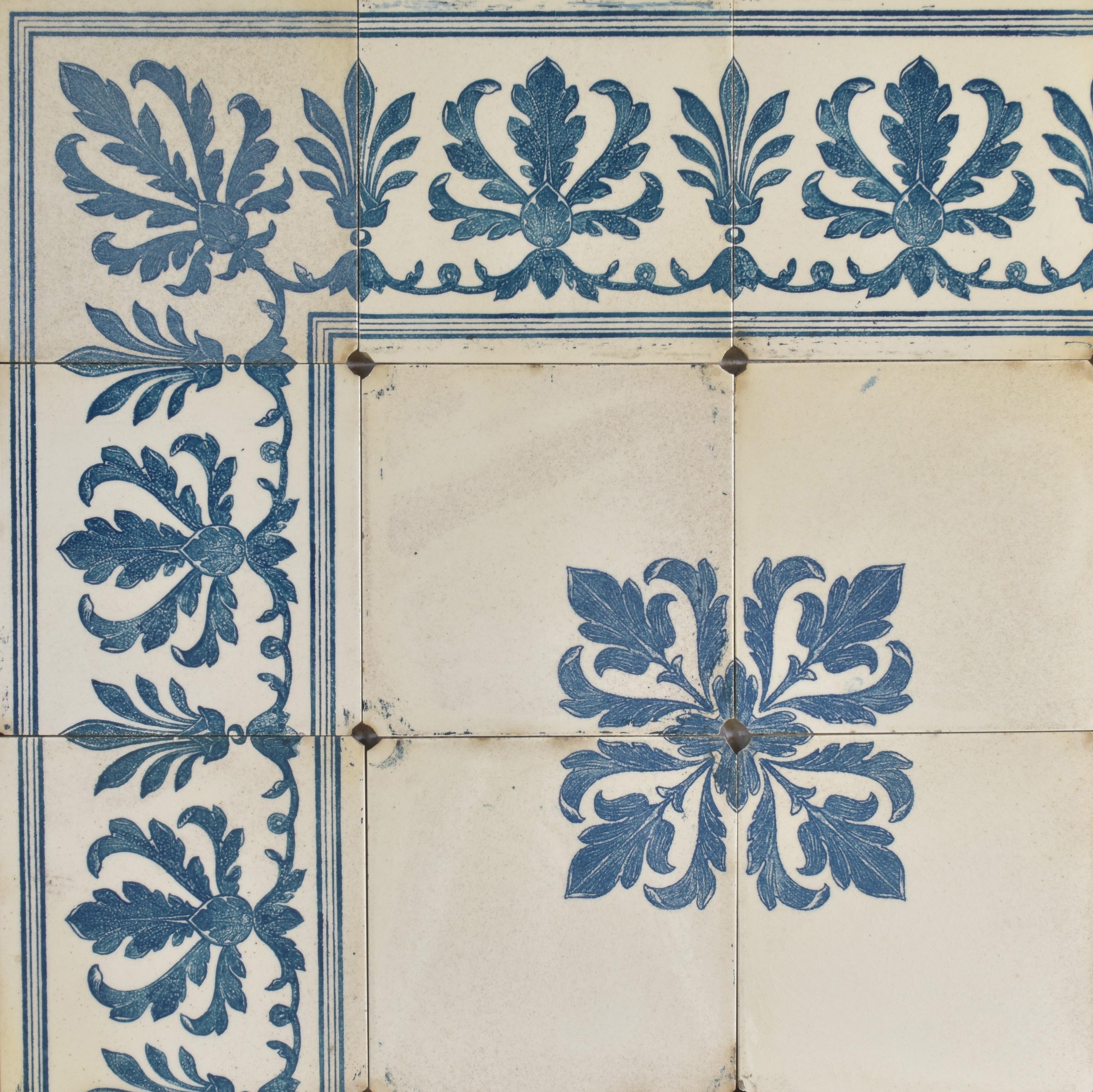 Antique Blue and White Portuguese Tiles Framed in Modern Wood Frames 2