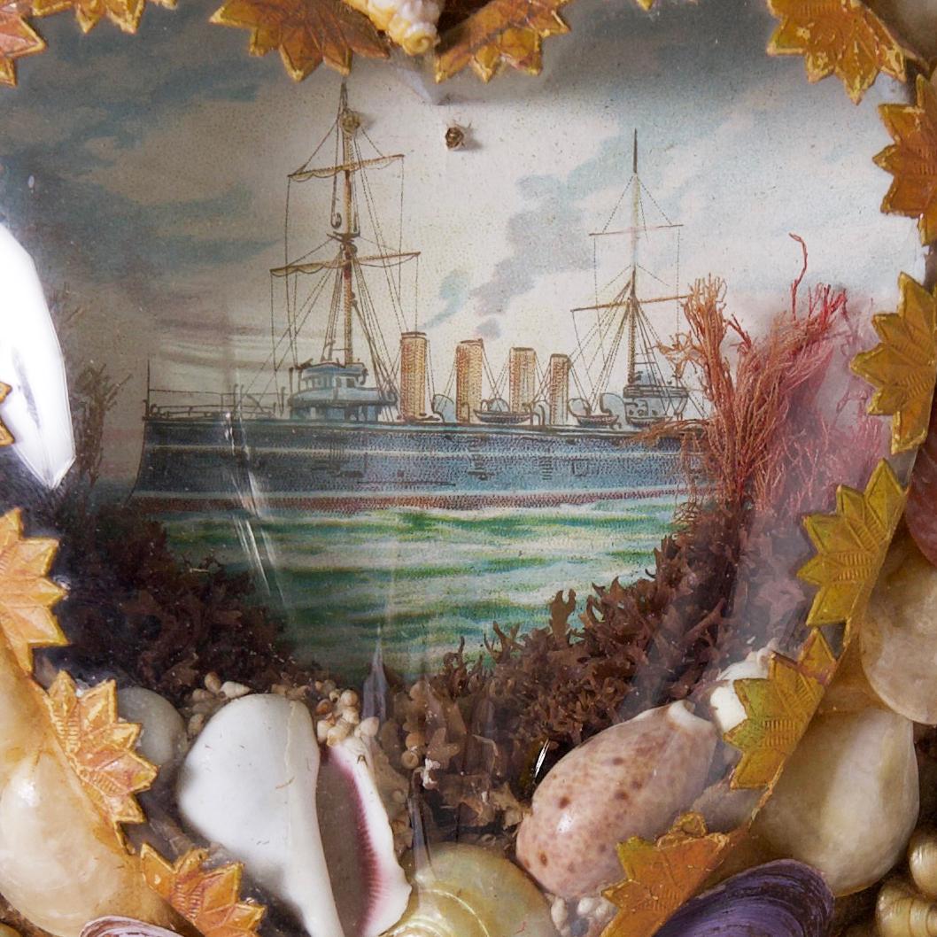 Antique English Heart Shaped Sailors Valentine - Victorian Mixed Media Art by Unknown