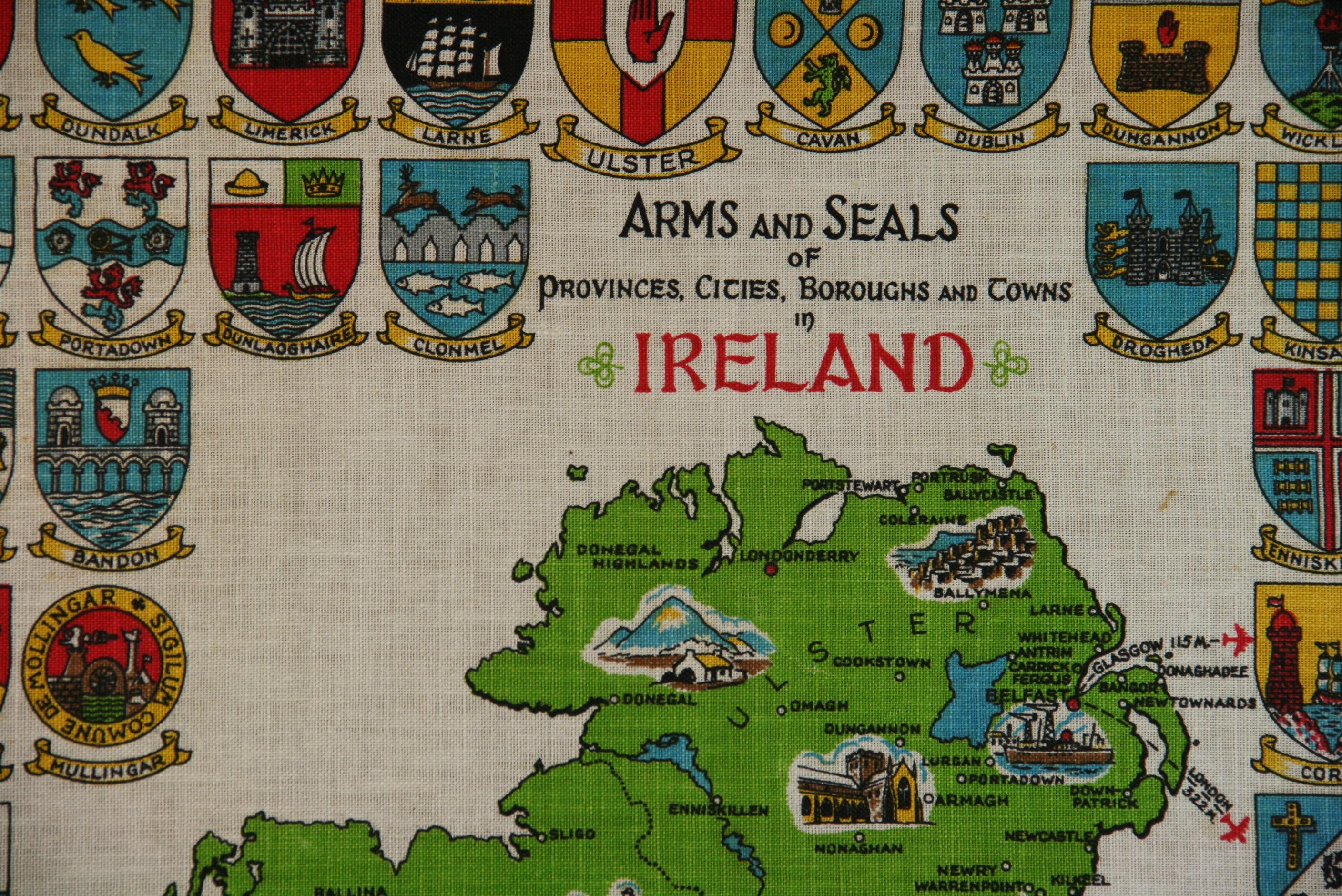 Arms And Seals of Cities in Ireland Landscape On Linen 1