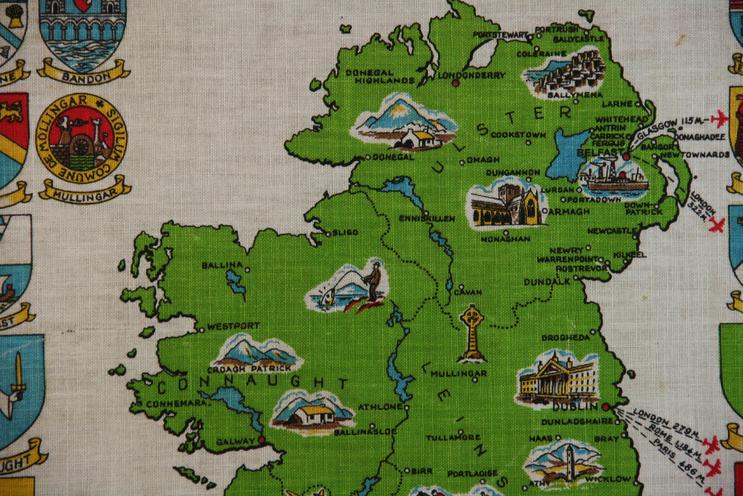 Arms And Seals of Cities in Ireland Landscape On Linen 2