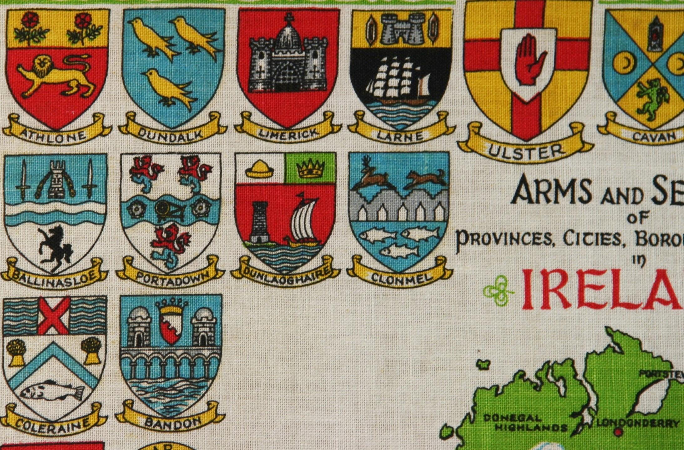 Arms And Seals of Cities in Ireland Landscape On Linen 4