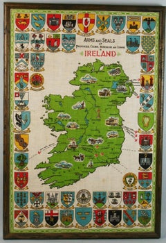 Arms And Seals of Cities in Ireland Landscape On Linen