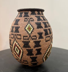 Basket, geometric, taupe, black, white, red. oblong, Panama, Rainforest, tribal
