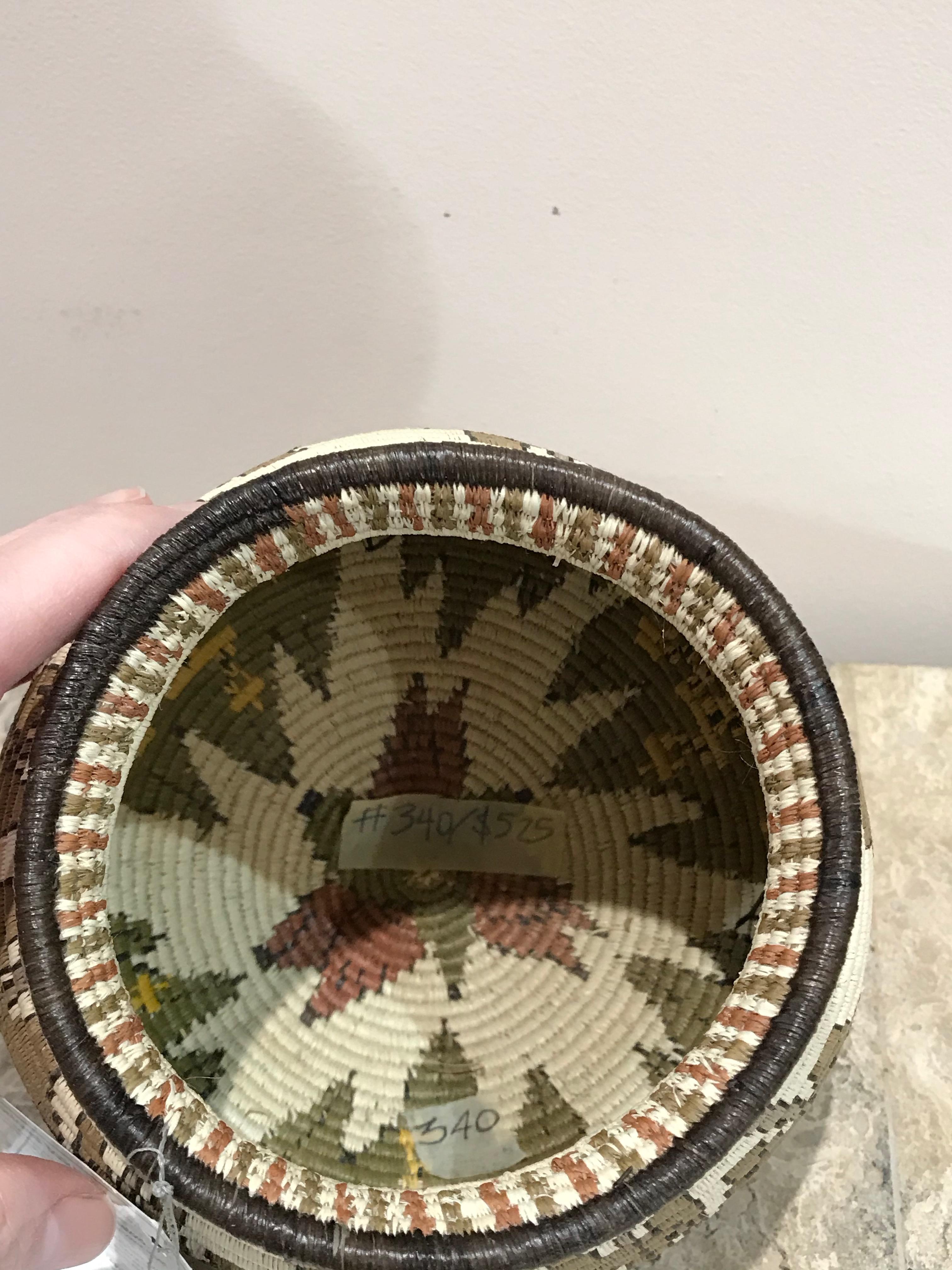 Basket, Tree Frogs, Wounaan Tribe, Panama, Darien Rainforest, green, white, etc - Tribal Mixed Media Art by Unknown