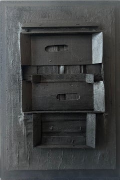 Black Wooden Assemblage, 1951, A Mid-century Post-war Abstract Relief Sculpture