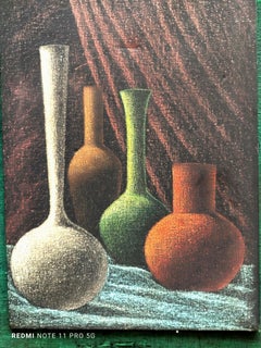 BOTTLES - Technique mixte sur carton, signature illisible