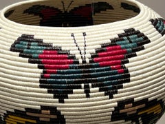Butterfly Basket, coil method, Panama, Darien Rainforest, Wounaan Tribe, white