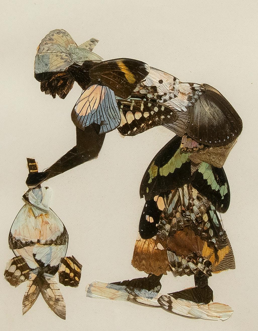Butterfly Woman - Collage - Mid 20th Century - Mixed Media Art by Unknown