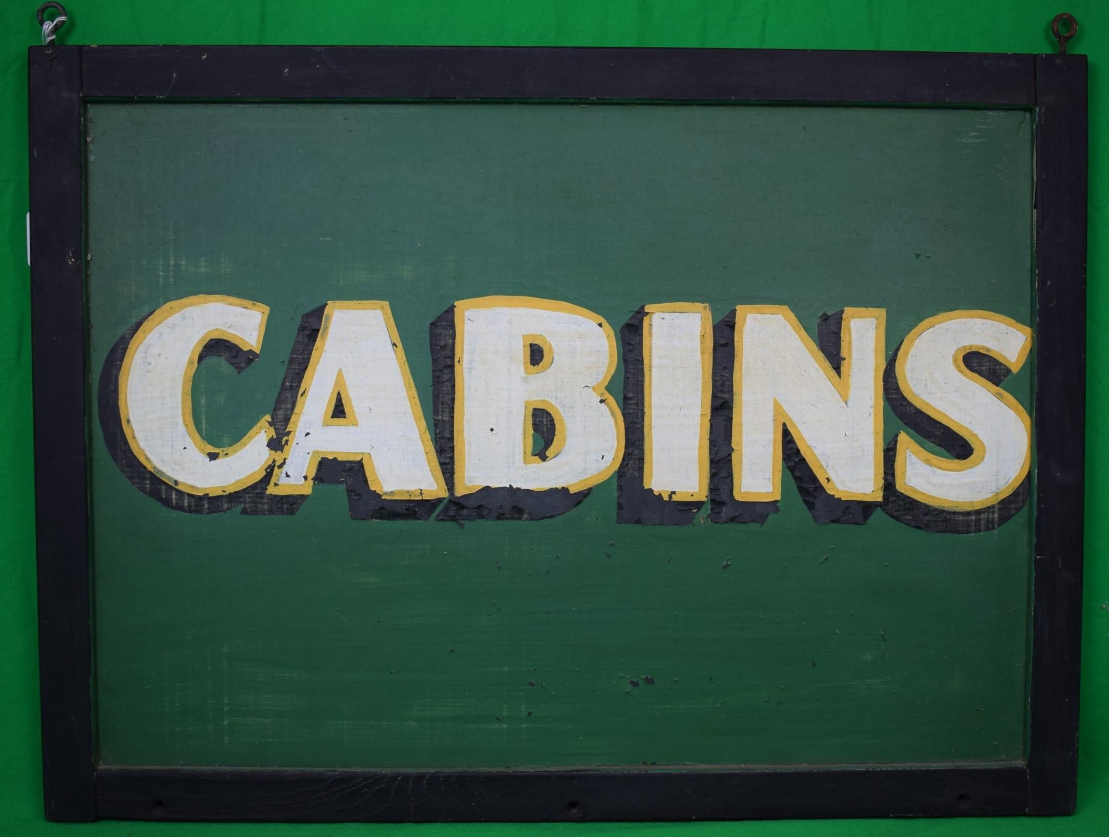"Cabins Rustic Hand-Painted Stone Sign" - Mixed Media Art by Unknown