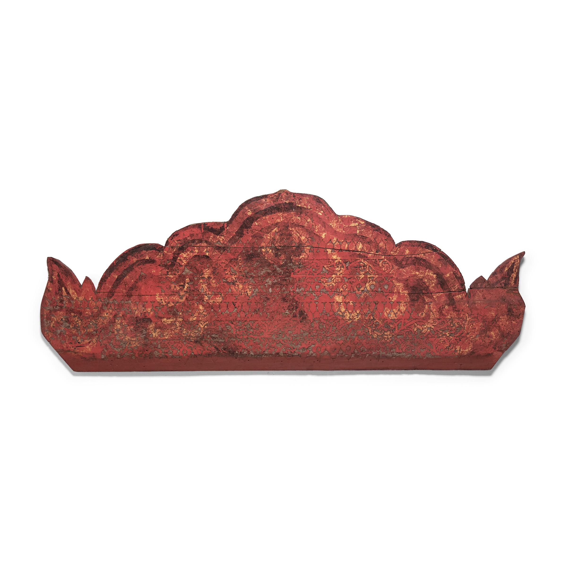 Red Lacquer Architectural Fragment, c. 1850 - Mixed Media Art by Unknown