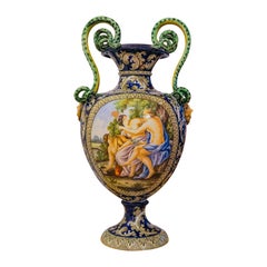 Ceramic Italian Amphora with snake-like handles