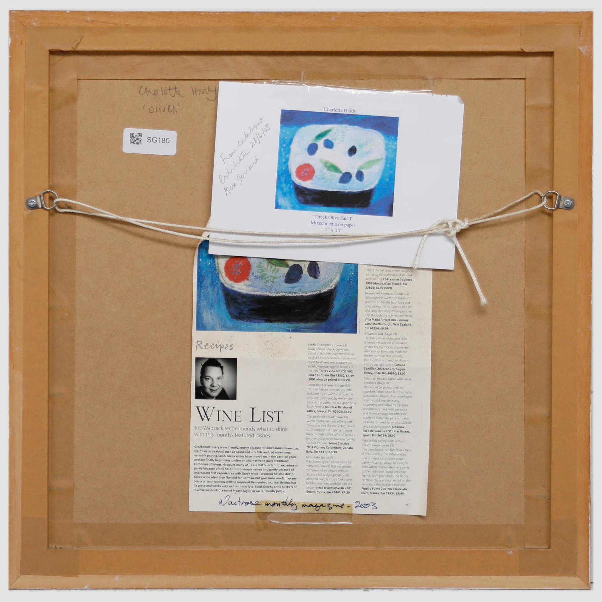 Charlotte Hardy - Technique mixte contemporaine, salade d'olives à la grecque en vente 1
